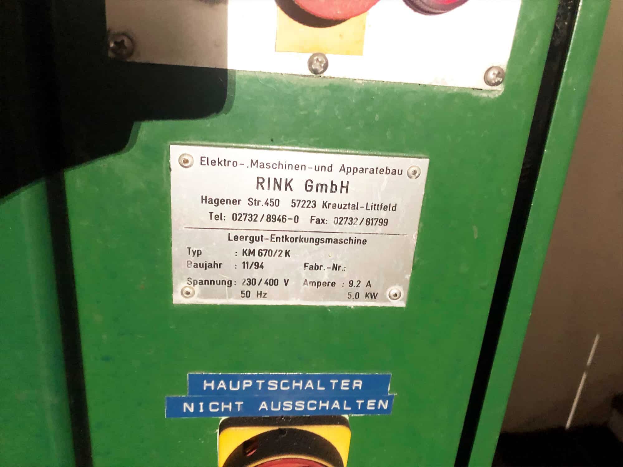 Placa de identificación of Rink KM 670/2K 